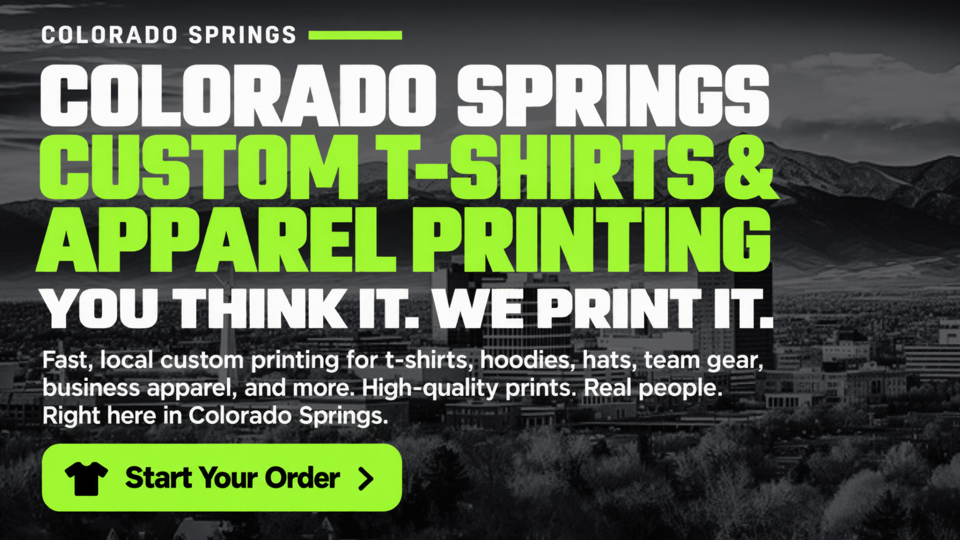 Custom apparel Colorado Springs, custom shirts near me, t-shirt printing Colorado Springs, bulk t-shirt printing, custom hoodies, personalized shirts, school spirit wear, DTF printing Colorado Springs, business apparel printing